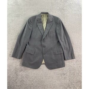 Polo University Club Suit Jacket 44 R Gray Wool Striped Ralph Lauren Designer